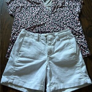Women’s Summer Outfit Bundle Leopard Print Top & White Shorts Casual Set